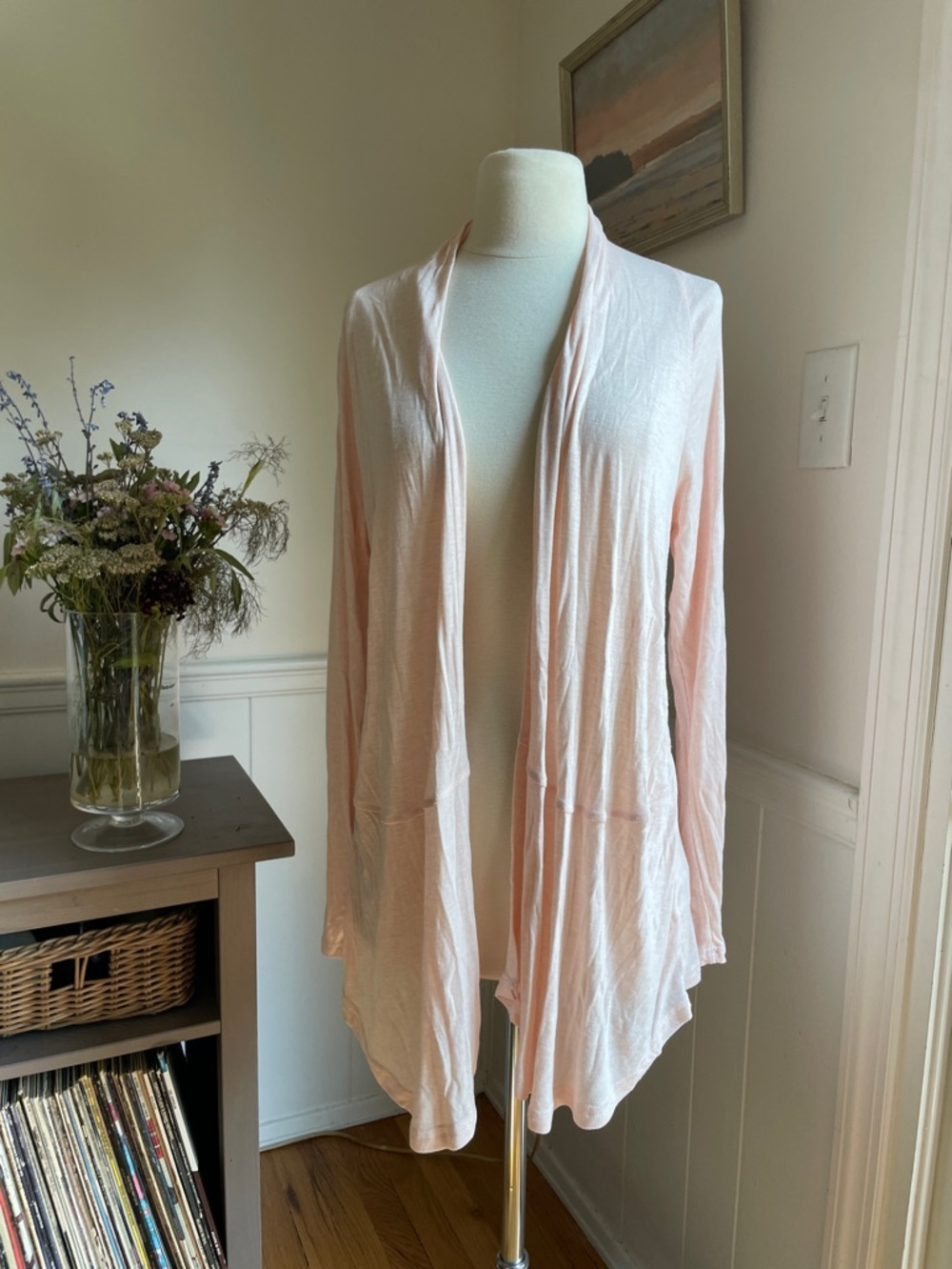 Metaphor Pale Pink Open-Front Draped Cardigan